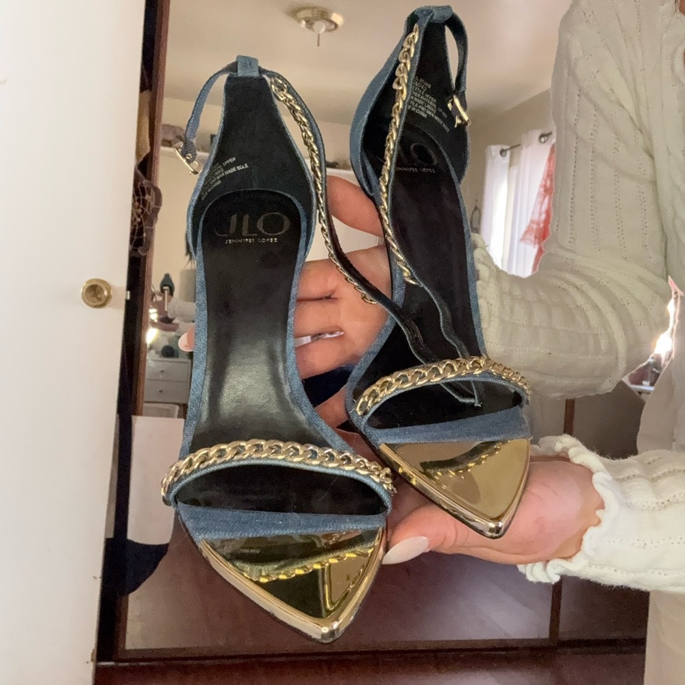 Jennifer Lopez Women's Blue and Gold Chain Heels